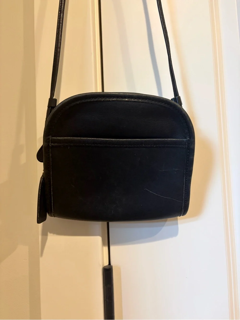 Vintage Coach Black Leather Mini Crossbody Bag